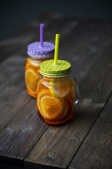 Refreshing drink of lemon and orange