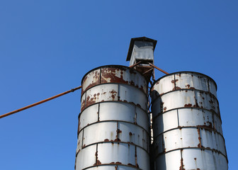 rusty silos of the ancient abandoned factory