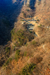 Fototapeta na wymiar The cold winter scenery of Cheongnyangsa Temple