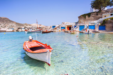 Traditional fishing village Firopotamos, Milos island, Cyclades, Greece