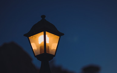 lantern on a blue background of night sky