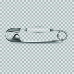 Safety pin with shadow isolated on transparent background