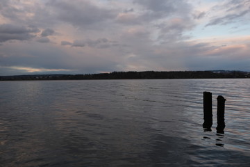 Sunset by the lake Greifensee, Switzerland