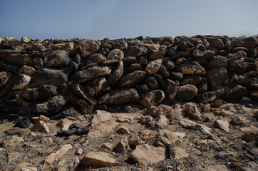 stone wall with blue sky
