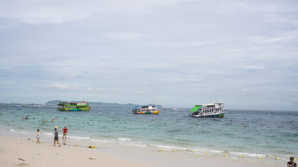 Sea view tropical beach with sunny sky on TAYAY beach of KHOALAN island,PATTAYA THAILAND.