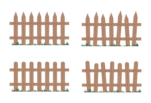 Wooden fence in natural colors. Vector illustration.