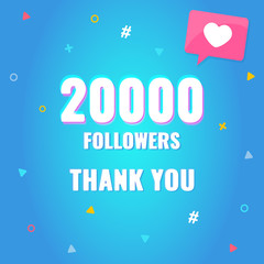 Thank you followers card design. Vector illustration for Social Networks. Blogger celebrates, online promotion.