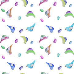 Watercolor pattern birds
