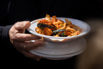 Concept of Feeding : Helping People With Hunger With Kindness