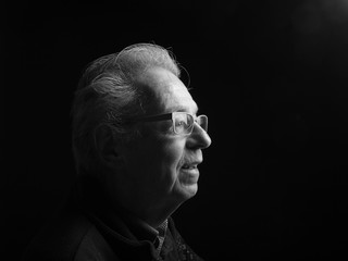 Portrait of an old man with facial expression