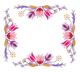 Floral ornaments in watercolor. Design element. Copy space.