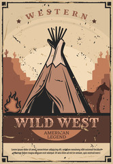 Wigwam dwelling, Wild West fire and horses