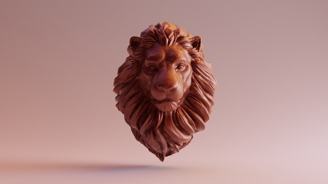 Chocolate Clay Adult Male Lion Bust Sculpture Front 3d illustration 3d render