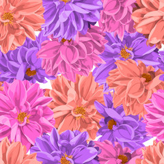 Dahlia flowers seamles pattern