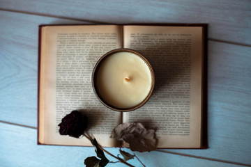 candle on the book