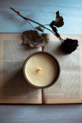 candle on the book
