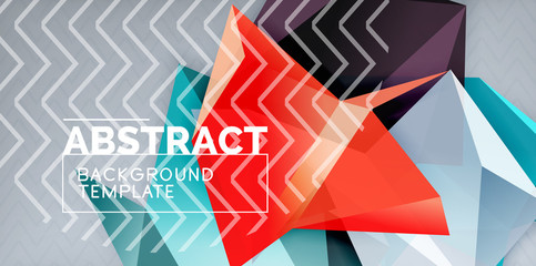 Naklejka premium Color geometric abstract background, minimal abstraction design with mosaic style 3d shape
