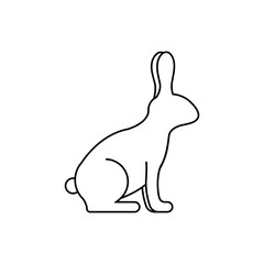 Rabbit sitting warily with stand ears in outline style logo