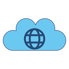 cloud computing sphere symbol blue lines