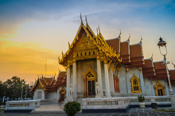 Beautiful landscape and architectural of Wat Benchamabophit Dusitvanaram, also known as the marble temple, it is one of Bangkok's most beautiful temples and a major tourist attraction.