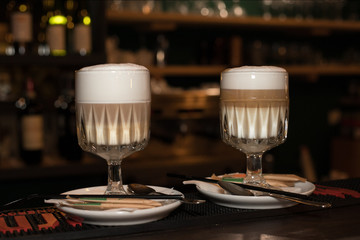 Two coffee drinks