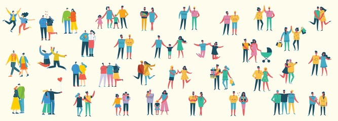 Vector illustration of different family people wi
