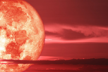 super snow blood moon back on night sky silhouette cloud