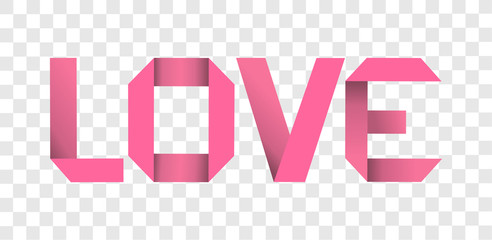 Pink vector origami love word