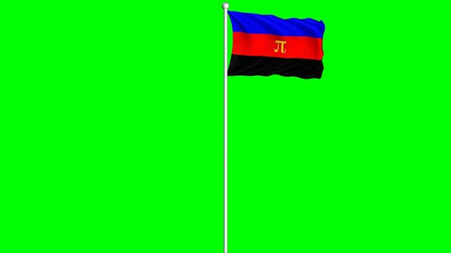 Polyamory Flag Waving Fluttering on Wind Loopable Green Blue Screen Matte
