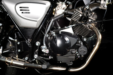 Close-up of classic motorcycle engines detail