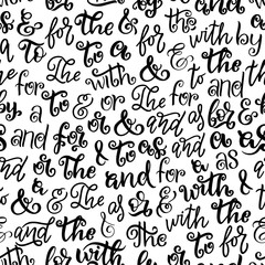 Ampersands prepositions lettering seamless pattern