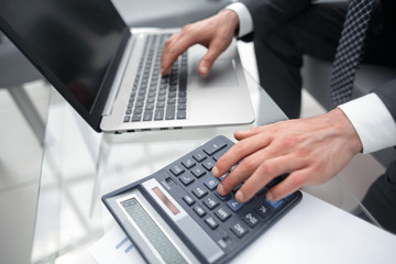 close up.businessman works with financial data