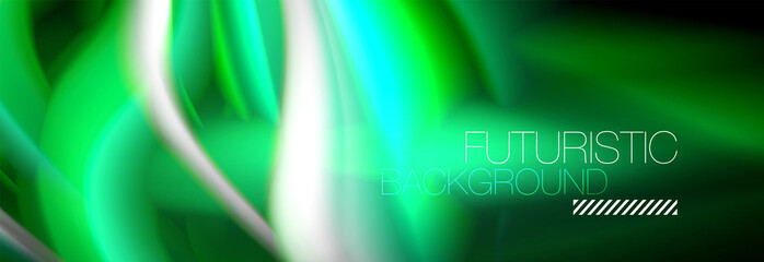 Fluid color neon wave lines background, neon liquid color futuristic paint template