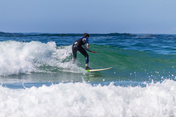 ARTEIXO, SPAIN &ndash; JUN 12th 2018:surfing atlantic coast