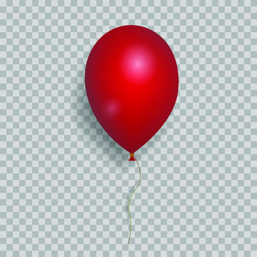 realistic red helium ballon isolated on transparent background