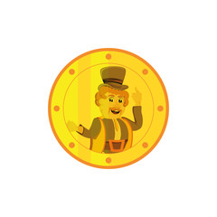 coin with leprechaun isolated icon