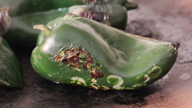 Roasting Poblano Chiles in Mexico City (close-up)