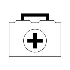 first aids medical suitcase black and white