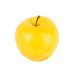 Ripe yellow apple fruit on white background
