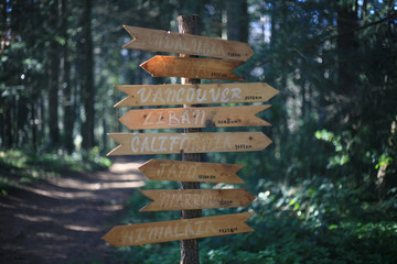 wooden sign in the park