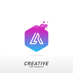 Letter A Tech with hexagon logo design template vector. Creative Font tech logo vector. Icon Symbol
