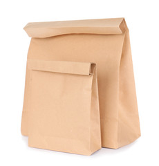 Paper bags isolated on white. Mockup for design