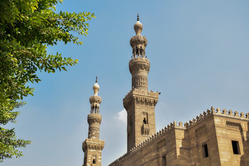 Fototapeta na wymiar The minaret of the mosque and its beautiful details