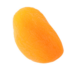 Tasty apricot on white background, top view. Dried fruit as healthy food