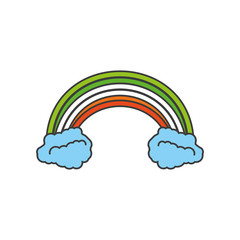 rainbow with clouds isolated icon