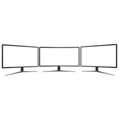 Obraz premium Wide screen TV monitor mock up. Left right and front view. Vector.