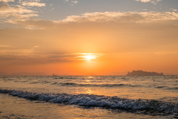 Picture of a sea landscape in sunset time