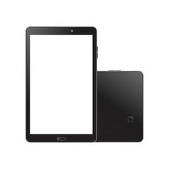 Realistic digital tablet mock up. Front and back view. Vector