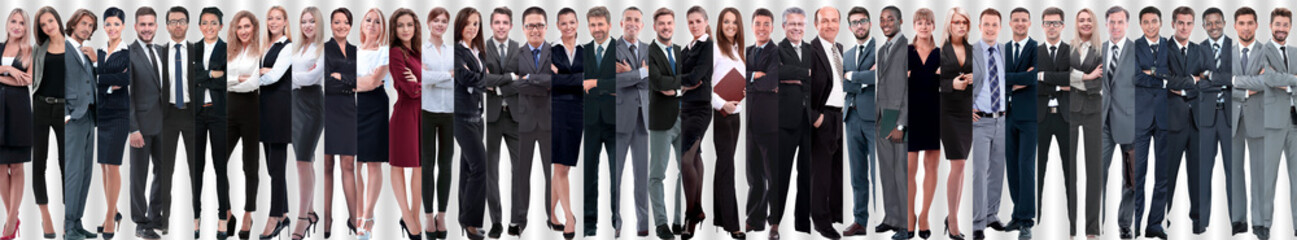 panoramic collage of a large and successful business team