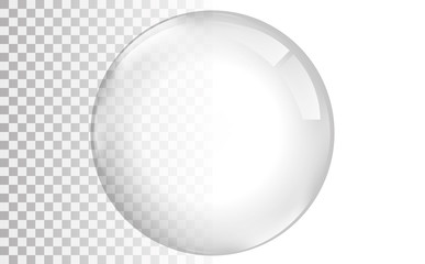 Transparent glas. White pearl, water soap bubble, shiny glossy orb realistic design elements - obrazy, fototapety, plakaty